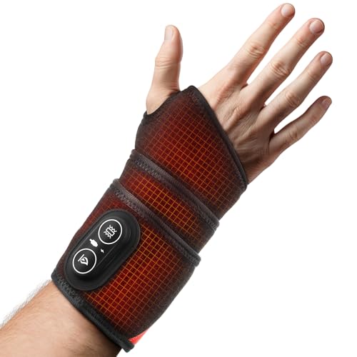 Cordless Wrist Heating Pad for Arthritis and Carpal Tunnel Relief, Hand Wrap Brace with 3 Heats and Vibrations, Versatile Heating Pad for Knee, Elbow, Wrist, Ankle