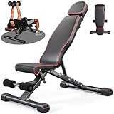 YOLEO 880LB Adjustable Weight Bench for Bench Press, MAX Foldable Weight Bench with Bench Press Stand/Extended Head for Home Gym/Full Body Workout 90 Degree Workout Bench User 6'56''(Max Version)