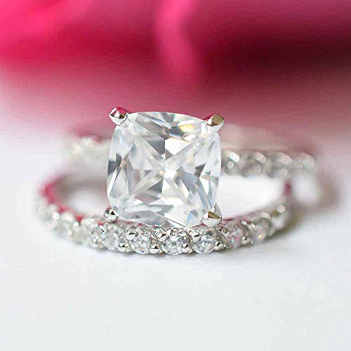 Women's Wedding Ring Set - Cushion Cut CZ Wedding Ring Set - Gifts for Mom3