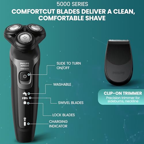 Image of Philips Electric Shavers for Men, Rechargeable AquaTouch Mens Electric Shaver Wet and Dry with Comfort Cut Blades and Click-on Precision Trimmer, Cordless Electric Razors with 5D Flex Head