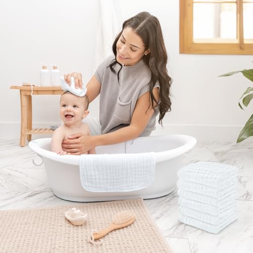 image for Comfy Cubs Muslin Baby Washcloths 10 Pack - Soft 6-Layer Cotton Wash C