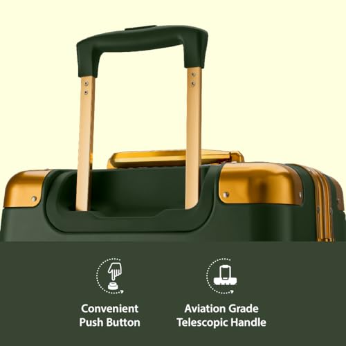 Image of Maleta Gold Series Cabin and Check-in Medium Luggage| 20'' and 24'' | Aluminium Frame,Dual TSA Lock | Trolley Bags for Travel Set of 2 | Suitcase | Luggage Bags (Green, Set of 2 (Small-Medium))