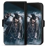 DeinDesign Flip Case kompatibel mit Apple iPhone 13 Pro Handyhülle aus Kunst Leder schwarz Klapphülle Captain Jack Sparrow Fluch der Karibik Offizielles Lizenzprodukt