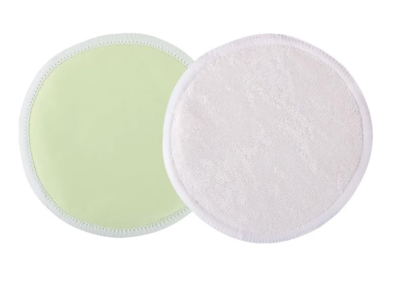 Nursing Pads, Pack of 8, Maternity Breastfeeding Lactation Pads, Green/White, can also be used as washable makeup remover pads.