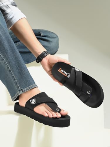 DOCTOR HEALTH SUPER SOFT Men's Black Flip Flops - Image 4