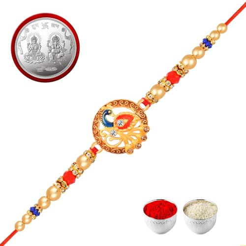 Image of De Marquis Send Rakhi Set for Brother | 1 Rakhi + 1 Coin | Roli-Chawal pack | Greeting Card | Rakhee Gift | Rakshasutra | Happy Rakshabandhan