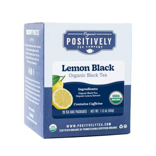 Image of Organic Positively Tea Company, Lemon Black, Black Tea Bags, 20 Count