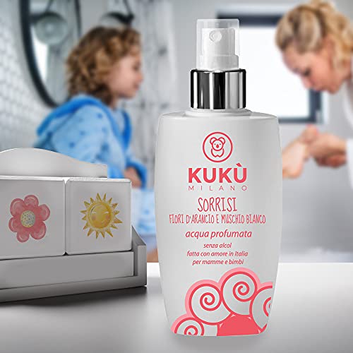 KUKÙ MILANO - glimlach - geurwater 150 ml voor kinderen en mama, zonder alcohol, gemaakt in Italië - oranjebloesems en… - Image 3