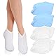 Wanmu 4 Paar Feuchtigkeitsspendende Socken, Nacht absorbiert Spa Lotion-Socken, Fußpflege Baumwollsocken für Damen und Herren Fersenpflege, Hornhaut Entfernen, Trockene Rissige Füße (Blau, Weiß)