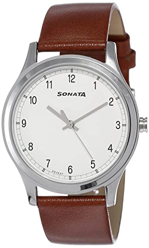 Sonata Analog White Dial Men's Watch-7135SL03