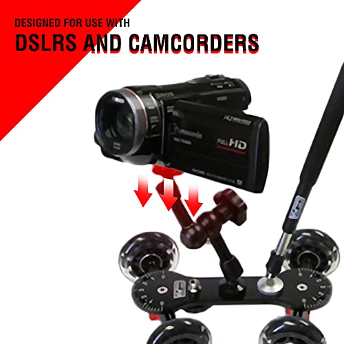 Image of Vidpro SK-22 Professional Skater Dolly - Rolling Slider for DLSR Cameras & Camcorders Ideal for Low-Level Shooting & Panning 25 Lbs Capacity Smooth Rubber Wheels 7 Mounting Points & Extendable Handle