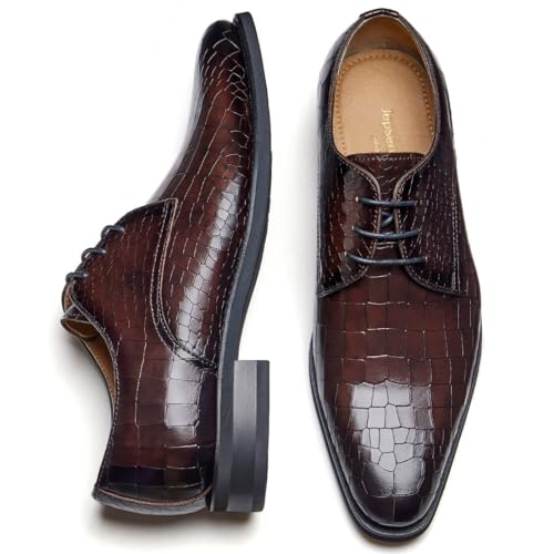 Image of Men's Dress Shoes Genuine Leather Oxfords Luxury Formal Business Suit Shoes with Blake Rapid Stitch