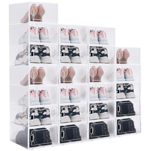 CroBlissful 24 Pack Large Shoe Storage Box Fit Size 10
