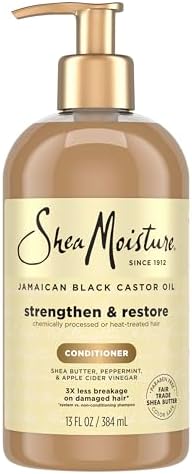 Shea Moisture Conditioner Pure Jamaican Black Castor Oil To Intensely Smooth And Nourish Hair With Shea Butter, Peppermint And Apple Cider Vinegar 13 Oz