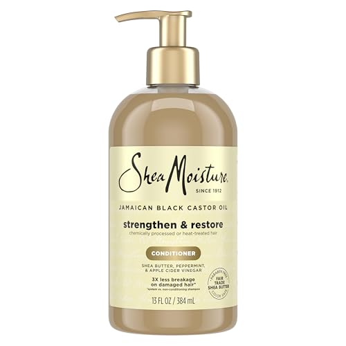SheaMoisture Conditioner 100% Pure Jamaican Black Castor Oil to Intensely Smooth and Nourish Hair with Shea Butter, Peppermint and Apple Cider Vinegar 13 oz