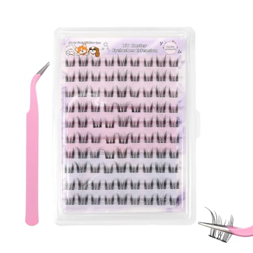 Image of MAYCREATE 90 Pcs Self Adhesive Fake Eyelashes Cat Spirit Eye Lashes for Women 12 /14mm Fairy Eyelash Cluster, Press On Pre Glue Lash Clusters with Tweezers - Black
