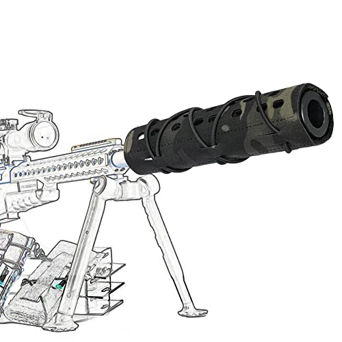 WTZWY Cubierta del Supresor de Airsoft, Protector de Silenciador TáCtico de 7 Pulgadas, Cubiertas de Bloqueador de Alta Temperatura, Tiro Caza Camuflaje Accesorios Equipo,Bcp Cover