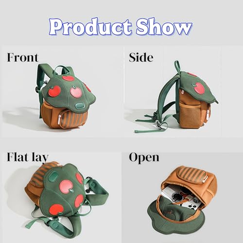 Image of Kawaii Kids Backpack for Preschool 3,4,5,6 Year Old Girl and Boy Gifts Kindergarten Elementary Cute Mushroom Toddler Bag(Green)