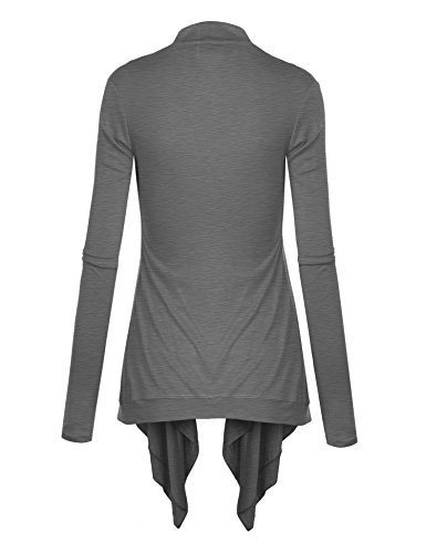 Image of Lock and Love Women's Draped Front Open Asymmetrical Cardigan - Casual Long Sleeve Lightweight Duster