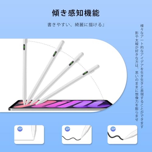 Lasolaタッチペン スタイラスペン 【全機種対応 急速充電】超高精度 極細 アイフォン ペン iphone iPad Android タブレット(pc) スマホ 対応 ペアリング不要 筆圧感知 遅延ゼロ 充電式たっちぺん 学習 イラスト ゲーム スマートフォン ペン 磁気キャップ 高感度交換用ペン先付き