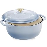 Best Choice Products 6 Quart Enamel Cast-Iron Round Dutch Oven, Family Style Heavy-Duty Pre-Seasoned Cookware for Home, Kitchen, Dining Room, Oven Safe w/Lid, Dual Handles - Cornflower Blue