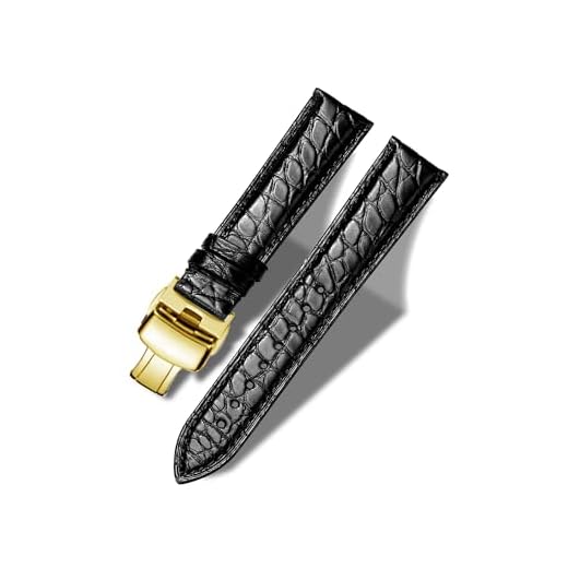 MUENShop Correa de reloj de piel de cocodrilo con cierre desplegable, 12 mm-24 mm, correa de repuesto de cocodrilo marrón negro pulido para hombres y mujeres, 18mm