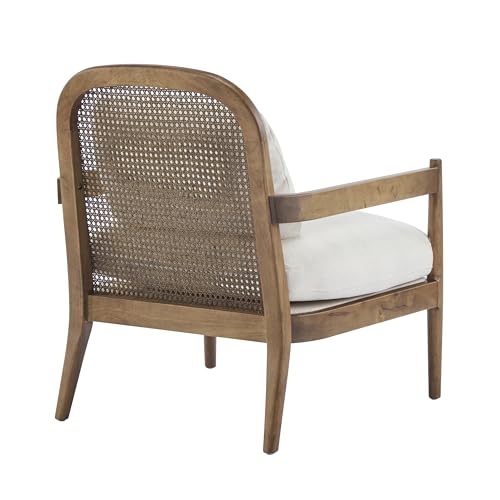 Sillón moderno de madera beige con respaldo de ratán miniatura 6