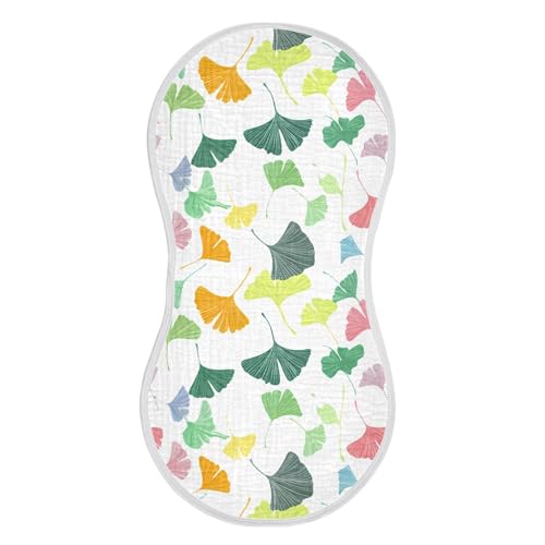 xigua Colored Ginkgo Leaves Baby Burp Cloths for Newborn Boys and Girls 1 Pack, Soft & Absorbent Cotton Baby Burp Cloth, Baby Washcloths, Newborn Towel, Burp Rags