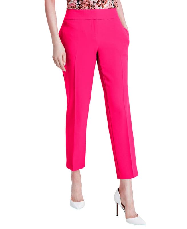 Anne Klein Womens Stretch-Crepe Straight-Leg Pants Pink Perfection 14