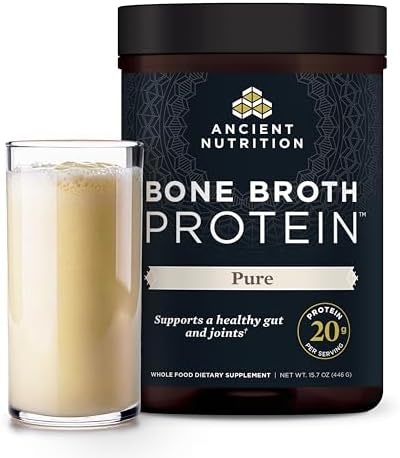 Ancient Nutrition Grass Fed & Cage Free Bone Broth Protein Powder...