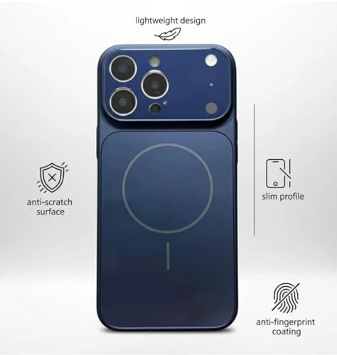 Image of for iPhone |Convert to 17 pro /17 Pro Max Style Premium Back Glass Converter Cover Magnetic Case (Blue, for iPhone 13 Pro Max)