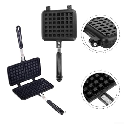 DAZZLEEX Waffelmaschine, Gasherd, drehbarer belgischer Waffeleisen mit speziell beschichteter Antihaftschale für Küche, Zuhause, vielseitiges Design, platzsparende Aufbewahrung (zweiköpfige Waffel) – Bild 4