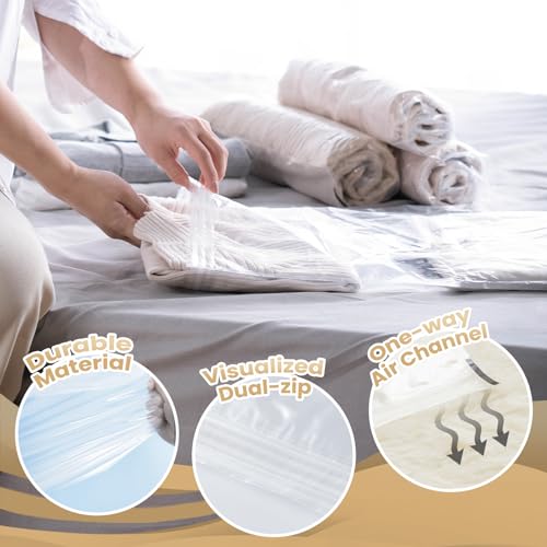 TAILI Small Vacuum Bags for Clothes Travel Vacuum Storage Bags 10 Pack (40 X 60CM) Reusable Saves 80% of Storage Space Saver for Clothes, Bedding, Travel, Moving