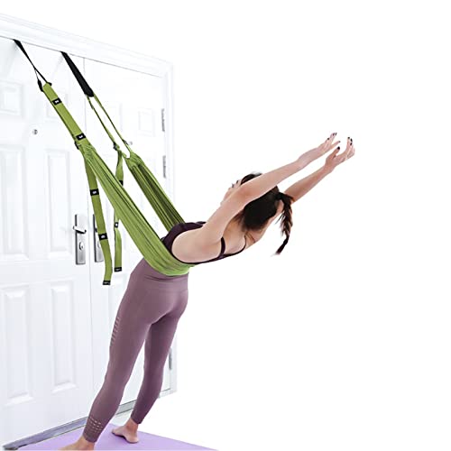 Waist Back Leg Stretch Strap Yoga Fitness Band,Stretching Equipment with Door Anchor for Dance Aerial Yoga Ballet Leg Stretching Exercise (Light Green) - Image 2
