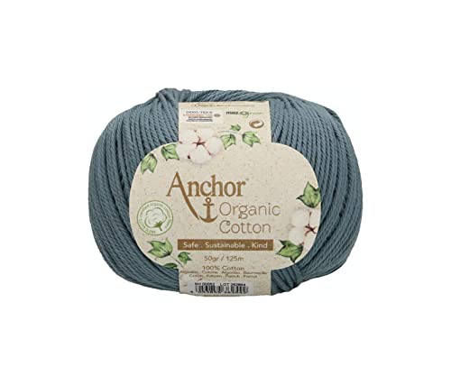 Anchor Coton organique, 50 g, épaisseur 4, présentation : 125 m ocean blue