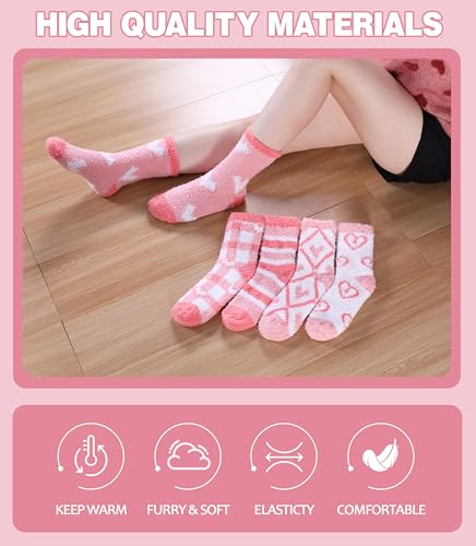 Image of LANLEO 5 /6 Pairs Womens Super Soft Fuzzy Plush Warm Winter Home Sleeping Slipper Socks