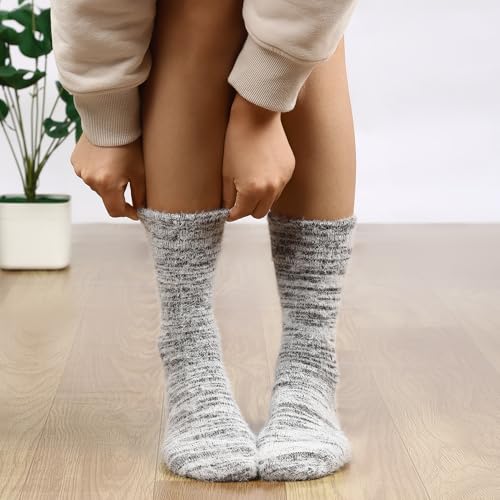 Image of SISOSOCK 5 Pairs Fuzzy Soft Cozy Comfortable Socks for Women, Casual Sleep Comfy Socks, Perfect Warm Winter Gifts for Women