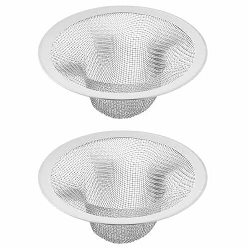 TopHomer Filtro per scarico del lavandino, 2 pezzi, in acciaio inox, filtro a rete, per cucina, bagno, vasca da bagno, doccia, scarico a pavimento, 11 cm (extra large)