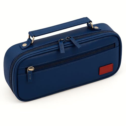 Estojo Escolar Box Grande Organizador com Divisórias e Alça - Estojo Necessaire Unissex Capacidade Ampla para Lápis, Canetas, Material Escolar (Azul)