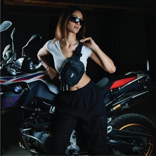 Image of MONKEY TROOPERS Spee Fanny Pack Men & Women, 3L | Black Chest Bag | Lightweight, Water Resistant, Mounts on Bike Tank, Handle, Touch-Sensitive Mobile Pocket, Key Hook, Quick Pockets Waist Bag