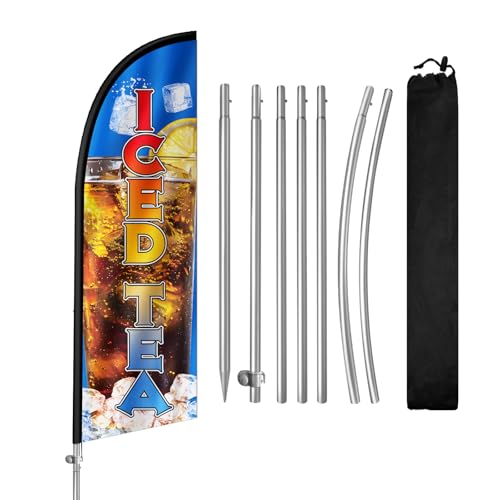 Drapeau en plumes de thé glacé en polyester durable QSUM pour foires et événements
