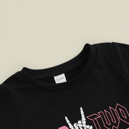 2nd Birthday Outfit Girl Baby Short Sleeve Bad Two The Bone Shirt Mesh Tulle Skirt Cute Birthday Clothes 2Pcs4