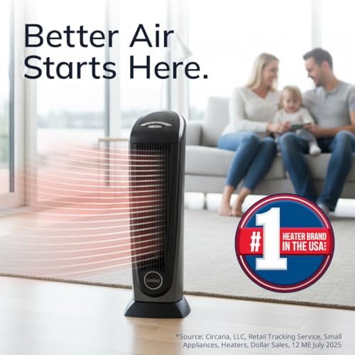 Lasko 1500W Ceramic Tower Space Heater with Remote, Thermostat, Timer & Widespread Oscillation, Portable Electric Heater for Indoor Use, Bedroom & Living Room, 751320 - View 4