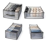 geamuf Organizadores de Ropa de Malla Flexible Pack de 4 Separadores para Cajones y Armarios Plegables Transparentes y Lavables