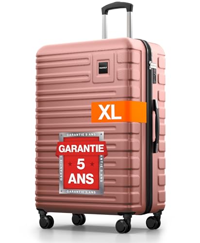 Travely Valise en Polycarbonate, Taille XL, 77 cm, Volume intérieur 100 L, Dimensions 158 cm, Valise à Coque Rigide très Robuste avec roulettes Souples et...