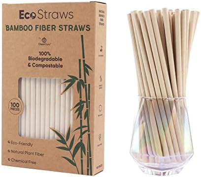 Eco Straws Disposable – Biodegradable Bamboo Paper Straw – Natural Compostable Long Drinking Straws for Cocktail, Smoothie, Coffee, Cereal, and Soft Drinks – Plastic Straws Alternative - 100pcs