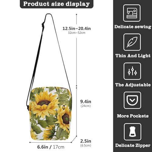 Crossbody Bag Sunflower Messenger Bag for Women Men Purse Shoulder Bag Satchel Bag with Adjustable Strap 214B32963