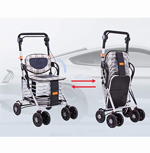 HYY-YY Zusammenklappbarer Einkaufstrolley mit 4 Rädern, höhenverstellbar, leicht, zum Herausziehen von Gegenständen – Bild 6