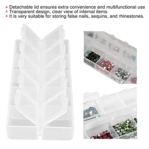 Image of Compartment Storage Container, Detachable Cover Portable Safe 10 Grids Organizer Box Plastic White for Earrings for Nails Tool for Rhinestone