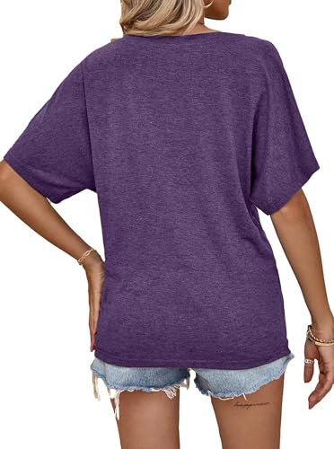 Image of Hilinker Womens Sexy Off The Shoulder Tops Short Batwing Sleeve T Shirt Oversized Casual Tee